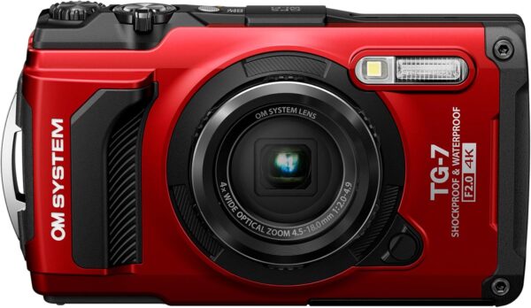 OM System TG-7 12 Megapixel Compact Waterproof Camera - Red